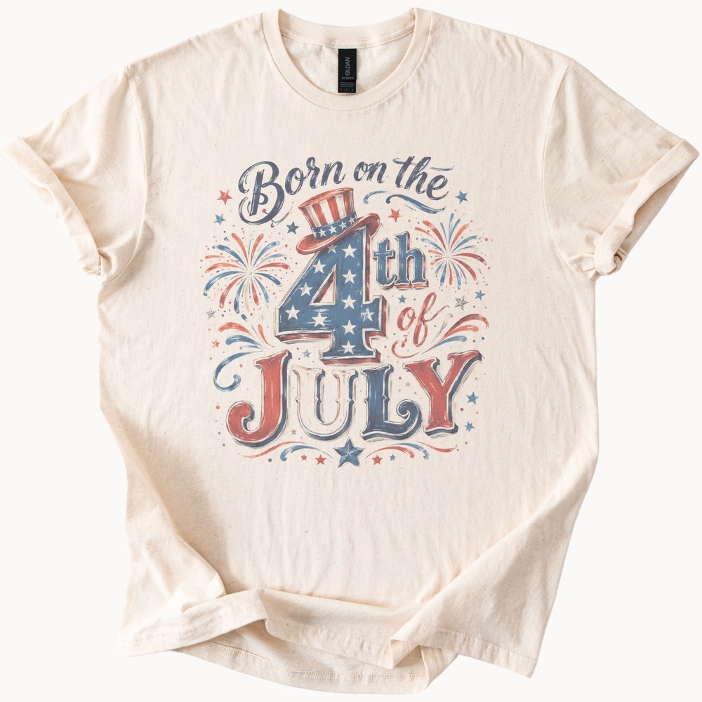 Born on the 4th Patriotic Shirt with Brush Stroke Art - Picture 3 of 5